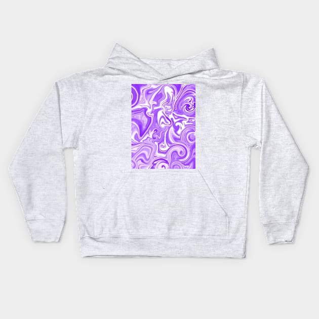 Fluid Purple and White Swirly Pattern Kids Hoodie by Art by Deborah Camp